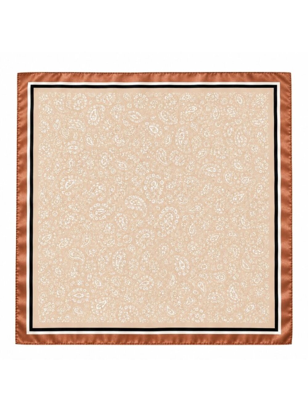 Creamy Tan Paisley Satin Scarf 35x35 Square Scarf Western Cowgirl Old Money Quie